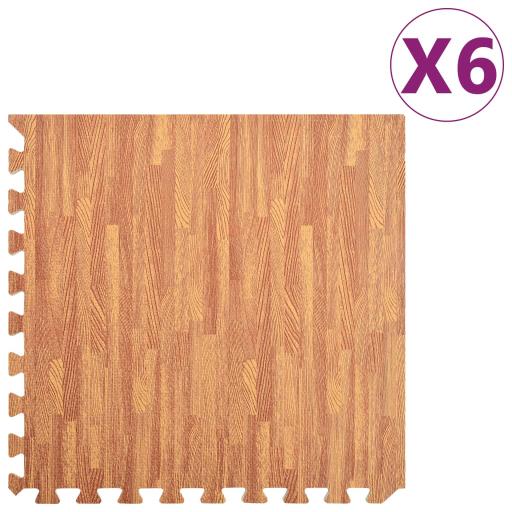 Floor Mats 6 pcs Wood Grain 2.16 m? EVA Foam