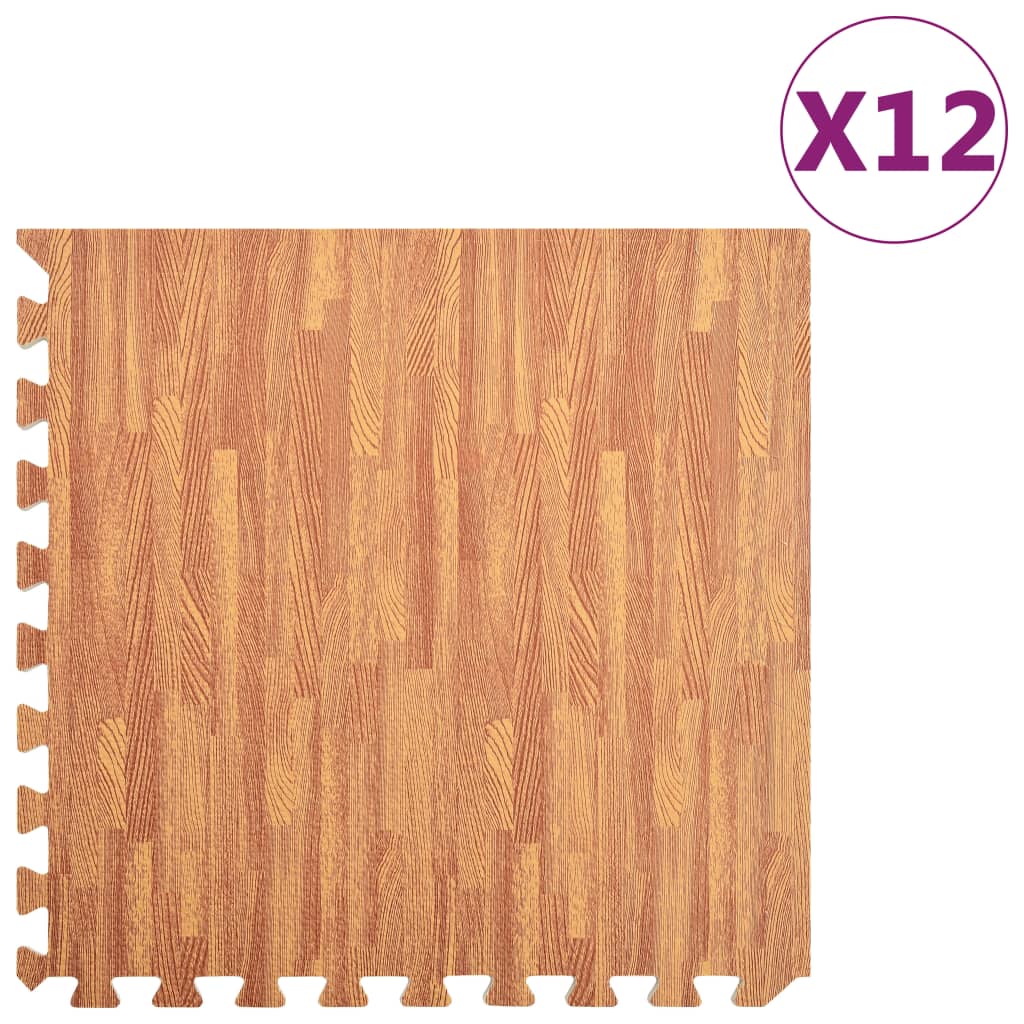 Floor Mats 12 pcs Wood Grain 4.32 m? EVA Foam