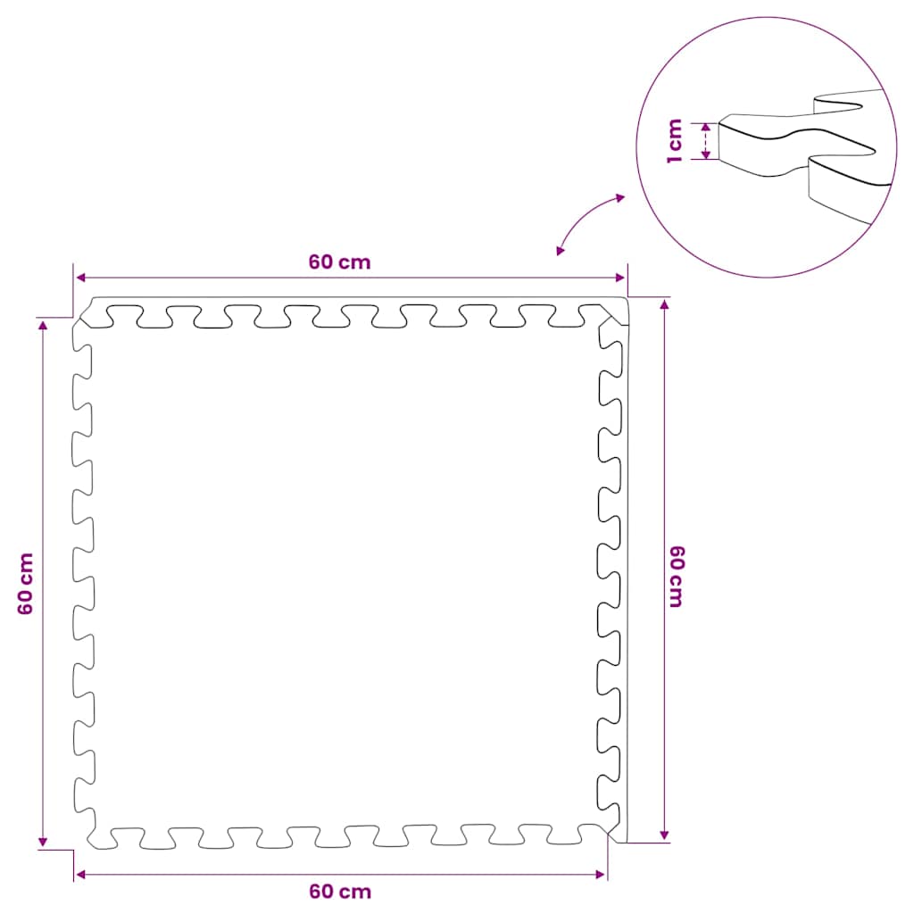 Floor Mats 12 pcs 4.32 m? EVA Foam Black