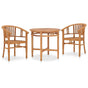 3 Piece Garden Dining Set Solid Teak Wood