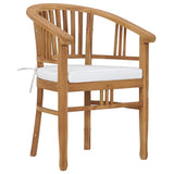 3 Piece Garden Dining Set with Cushions Solid Teak Wood - Close-Up Angle
