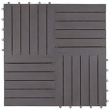 Decking Tiles 20 pcs Grey Wash 30x30 cm Solid Acacia Wood - Top-Down View