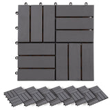 Decking Tiles 20 pcs Grey Wash 30x30 cm Solid Acacia Wood - Front View