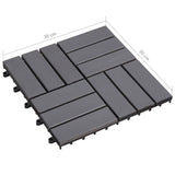 Decking Tiles 30 pcs Grey Wash 30x30 cm Solid Acacia Wood - Rear View