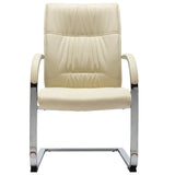 Cantilever Office Chair Cream Faux Leather - Front View