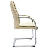 Cantilever Office Chair Cream Faux Leather - Side View