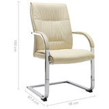 Cantilever Office Chair Cream Faux Leather - Rear View