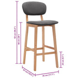 Bar Stools 2 pcs Dark Grey Fabric - Low Angle