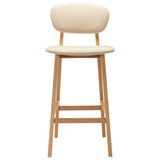 Bar Stools 2 pcs Cream Fabric - Side View