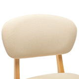 Bar Stools 2 pcs Cream Fabric - Rear View