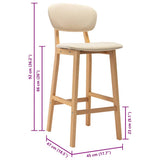 Bar Stools 2 pcs Cream Fabric - Low Angle