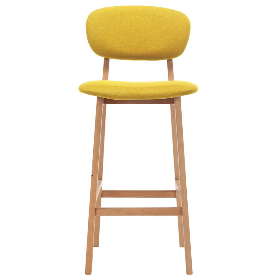 Bar Stools 2 pcs Mustard Yellow Fabric