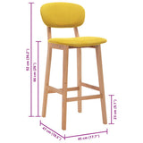 Bar Stools 2 pcs Mustard Yellow Fabric