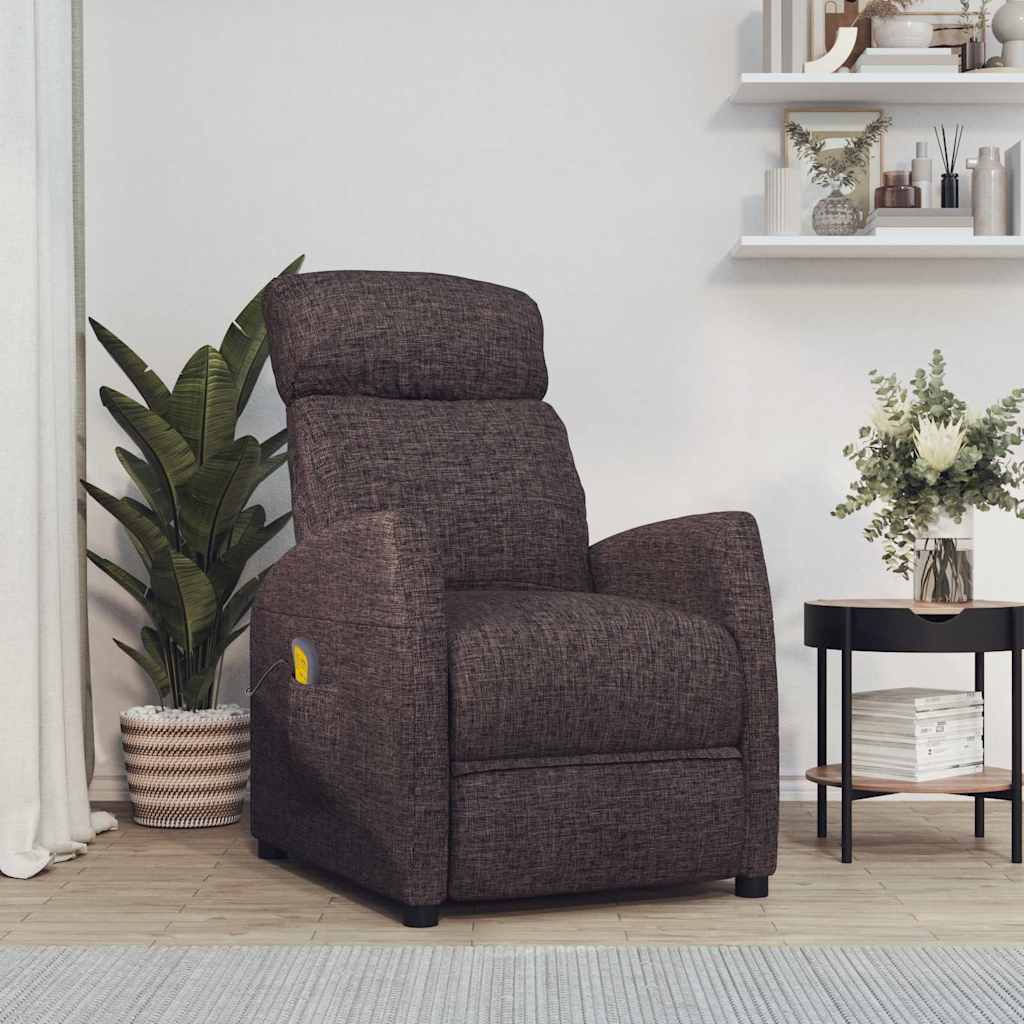 Massage Chair Dark Brown Fabric