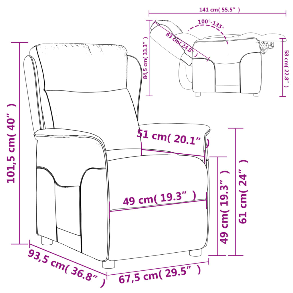 Recliner Chair Dark Grey Fabric