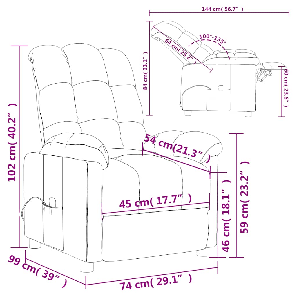 Massage Chair Dark Grey Fabric