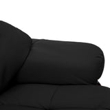 Recliner Chair with Footstool Black Faux Leather and Bentwood