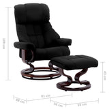 Recliner Chair with Footstool Black Faux Leather and Bentwood