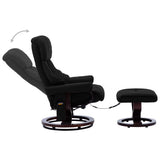 Massage Reclining Chair Black Faux Leather and Bentwood