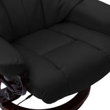 Massage Reclining Chair Black Faux Leather and Bentwood - Rear View
