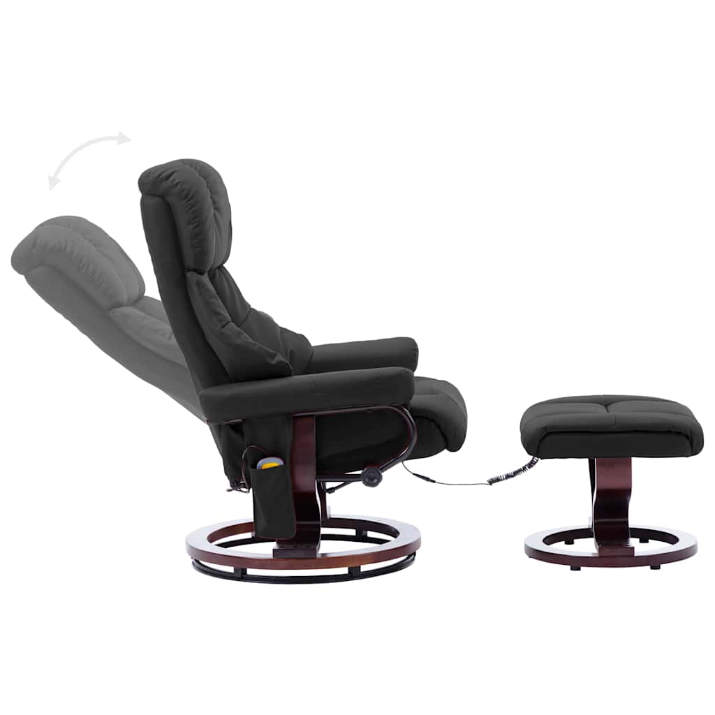 Massage Reclining Chair Grey Faux Leather and Bentwood