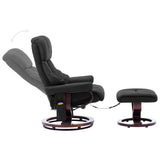 Massage Reclining Chair Grey Faux Leather and Bentwood
