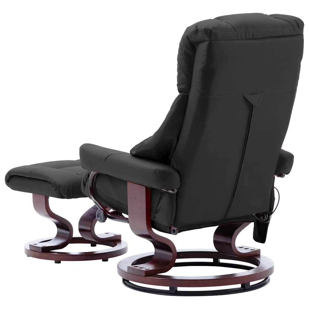 Massage Reclining Chair Grey Faux Leather and Bentwood