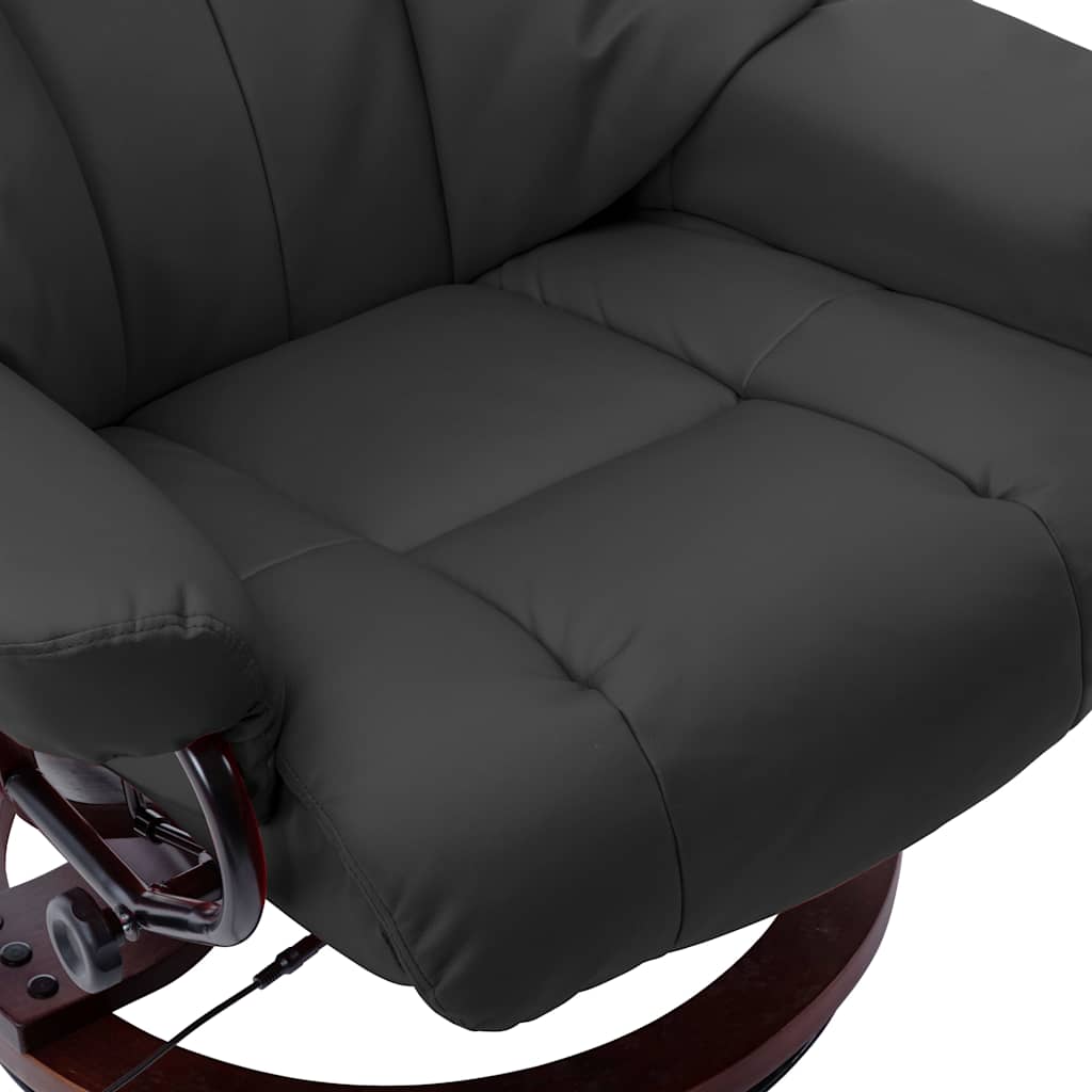 Massage Reclining Chair Grey Faux Leather and Bentwood