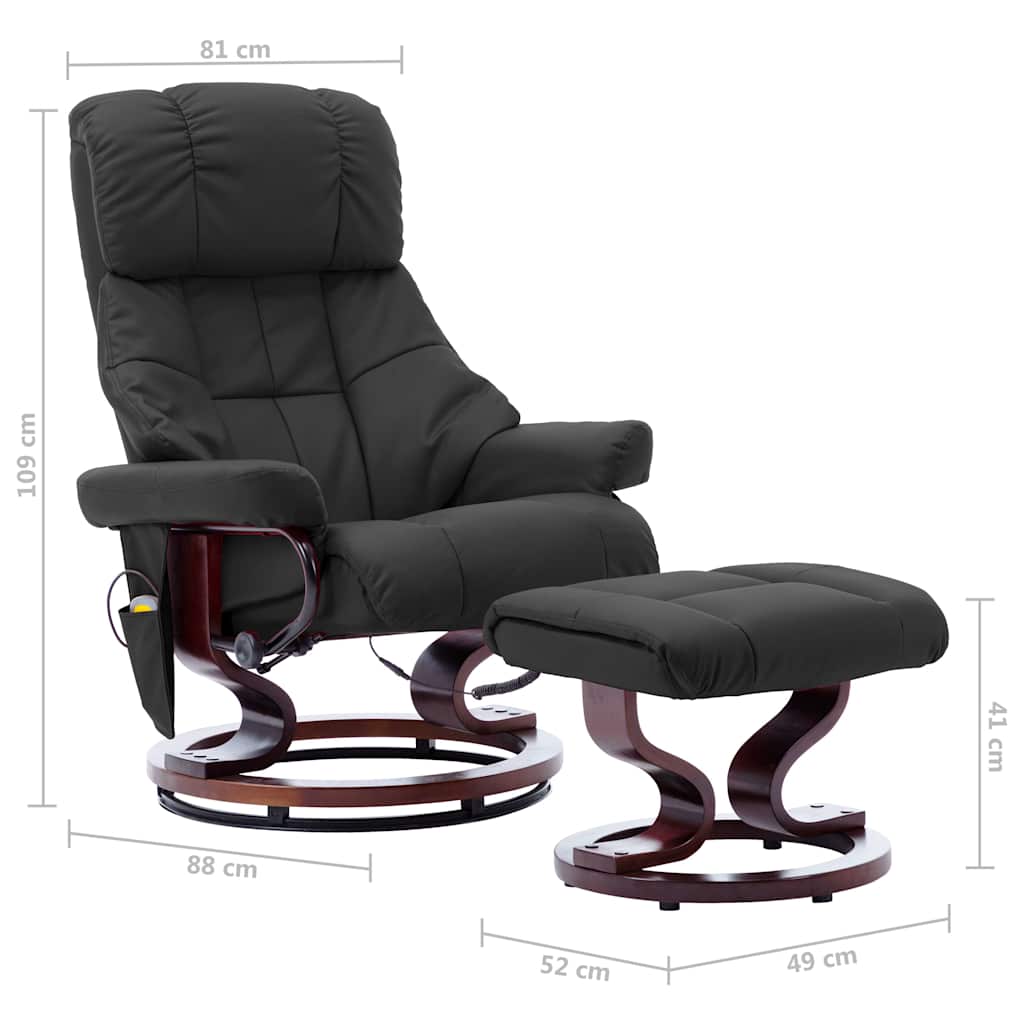 Massage Reclining Chair Grey Faux Leather and Bentwood