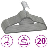 20 pcs Clothes Hanger Set Anti-slip Grey Velvet