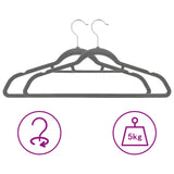20 pcs Clothes Hanger Set Anti-slip Grey Velvet - Side View