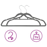 50 pcs Clothes Hanger Set Anti-slip Grey Velvet - Side View