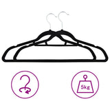 50 pcs Clothes Hanger Set Anti-slip Black Velvet