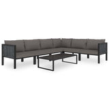 Sectional Sofa with Cushion Poly Rattan Anthracite - 45-Degree Angle