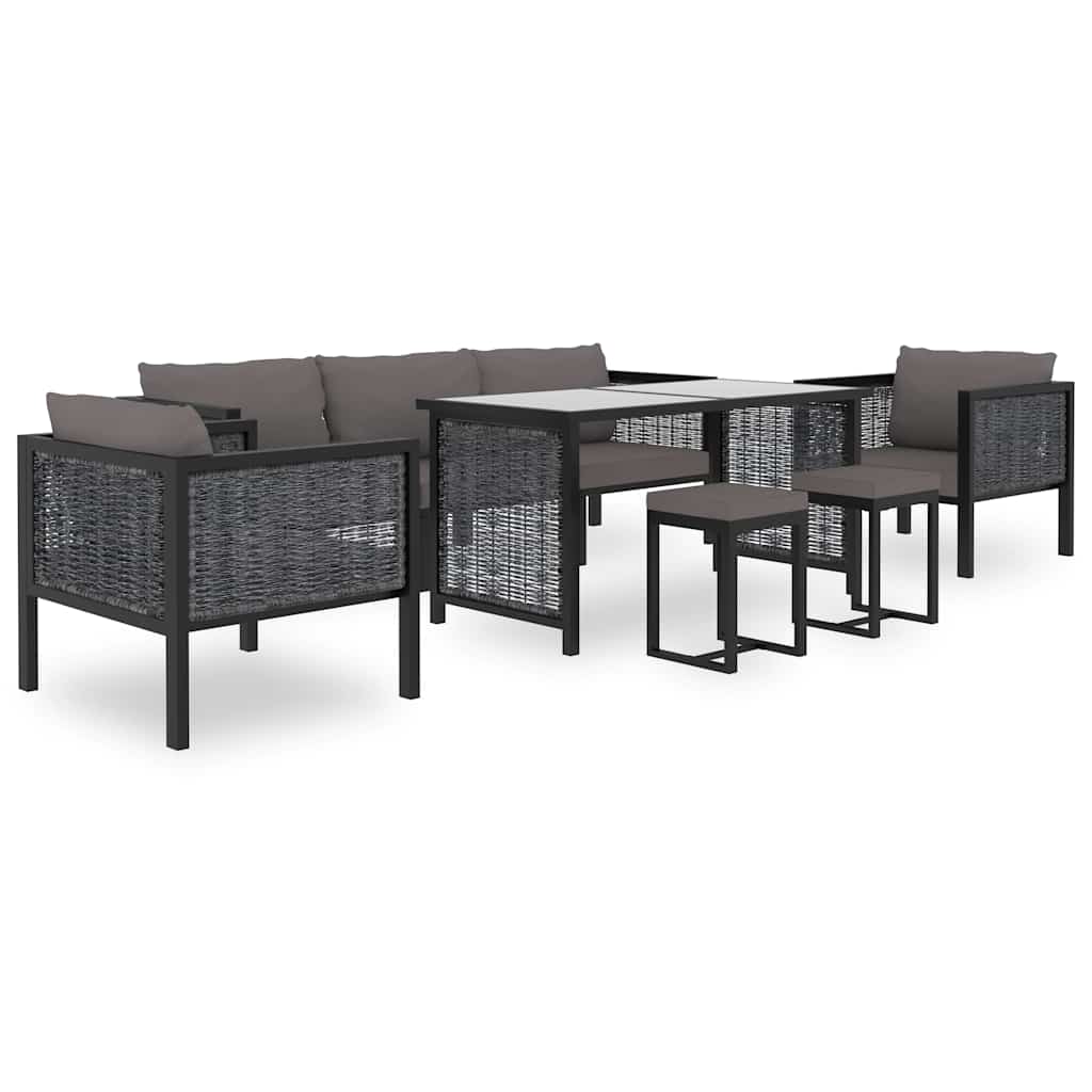 Sectional Sofa with Cushion Poly Rattan Anthracite