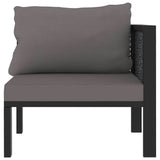 Sectional Corner Sofa with Left Armrest Poly Rattan Anthracite - Front View