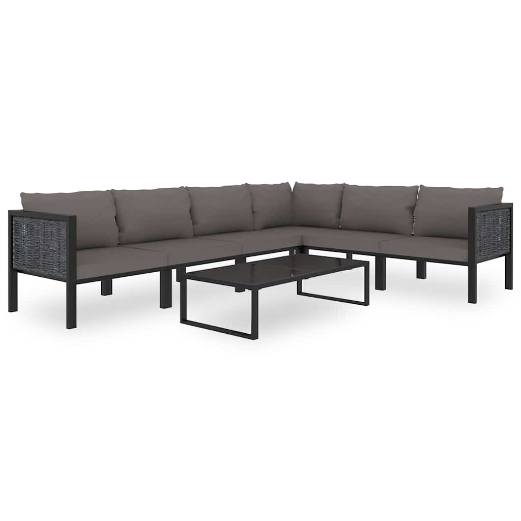Sectional Corner Sofa with Left Armrest Poly Rattan Anthracite