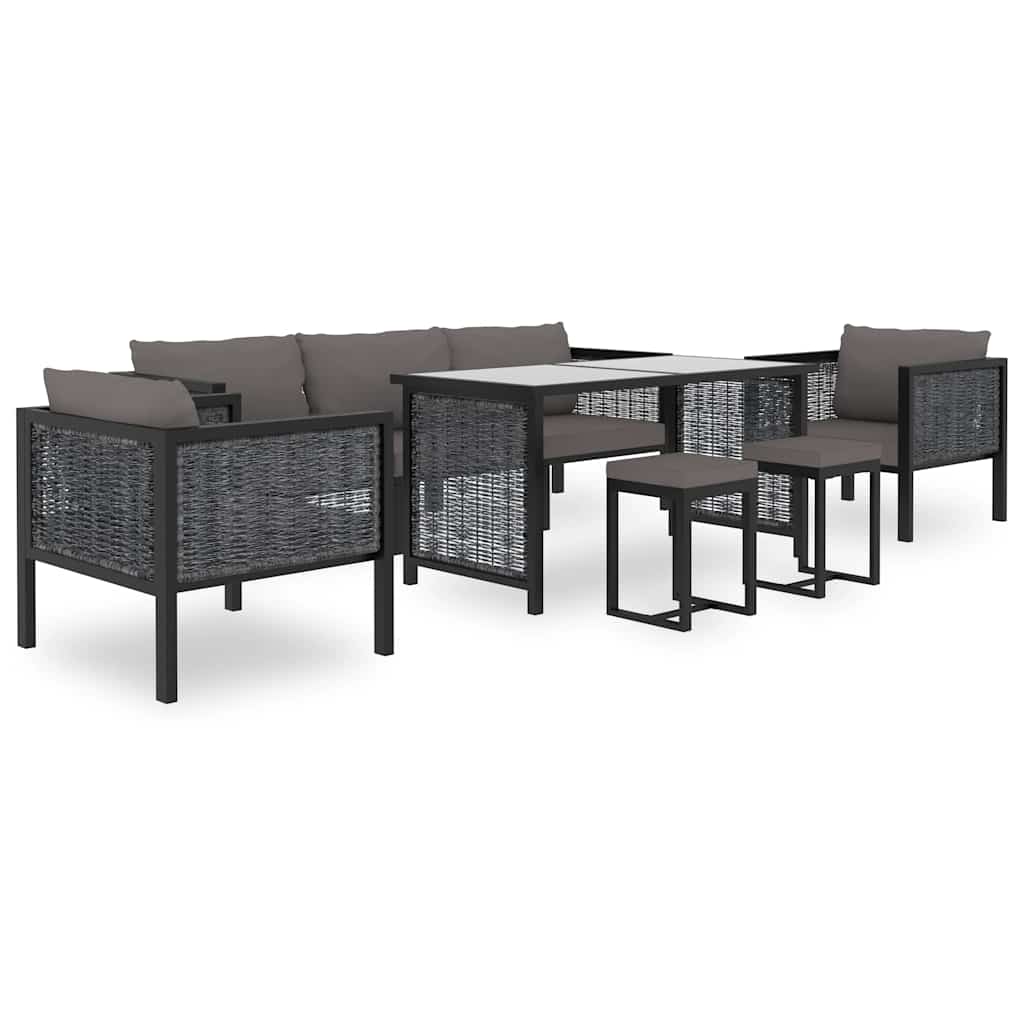 Sectional Corner Sofa with Left Armrest Poly Rattan Anthracite