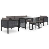 Sectional Corner Sofa with Left Armrest Poly Rattan Anthracite