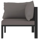 Sectional Corner Sofa with Left Armrest Poly Rattan Anthracite - Front View