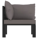 Sectional Corner Sofa with Left Armrest Poly Rattan Anthracite - Side View