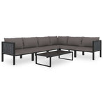 Sectional Corner Sofa with Left Armrest Poly Rattan Anthracite