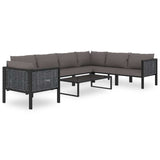 Sectional Corner Sofa with Left Armrest Poly Rattan Anthracite - Rear View