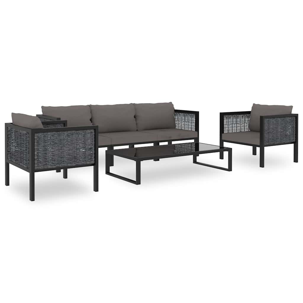 Sectional Corner Sofa with Left Armrest Poly Rattan Anthracite