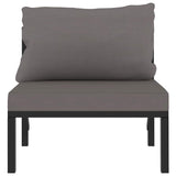 Sectional Middle Sofa with Cushion Poly Rattan Anthracite - Front View
