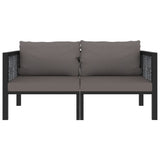 2-Seater Sofa with Cushions Anthracite Poly Rattan - Front View