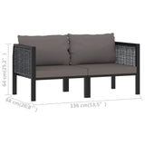 2-Seater Sofa with Cushions Anthracite Poly Rattan - Low Angle