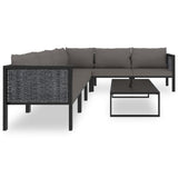 7 Piece Garden Lounge Set with Cushions Poly Rattan Anthracite - Front View