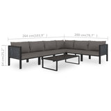7 Piece Garden Lounge Set with Cushions Poly Rattan Anthracite - Extra Image