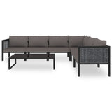7 Piece Garden Lounge Set with Cushions Poly Rattan Anthracite - Side View